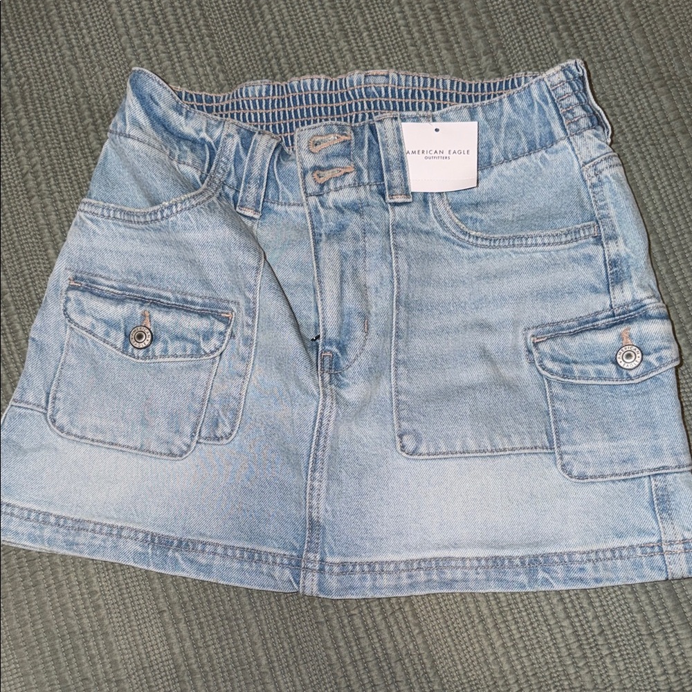 American Eagle Outfitters Light Wash Denim Mini Skirt